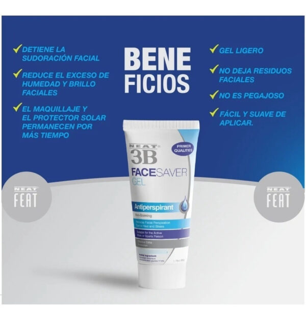 Antitranspirante Neat 3b Gel Protector Facial 50g Unisex - Sudoración Excesiva Rostro / Previene Brillo Facial - Image 5